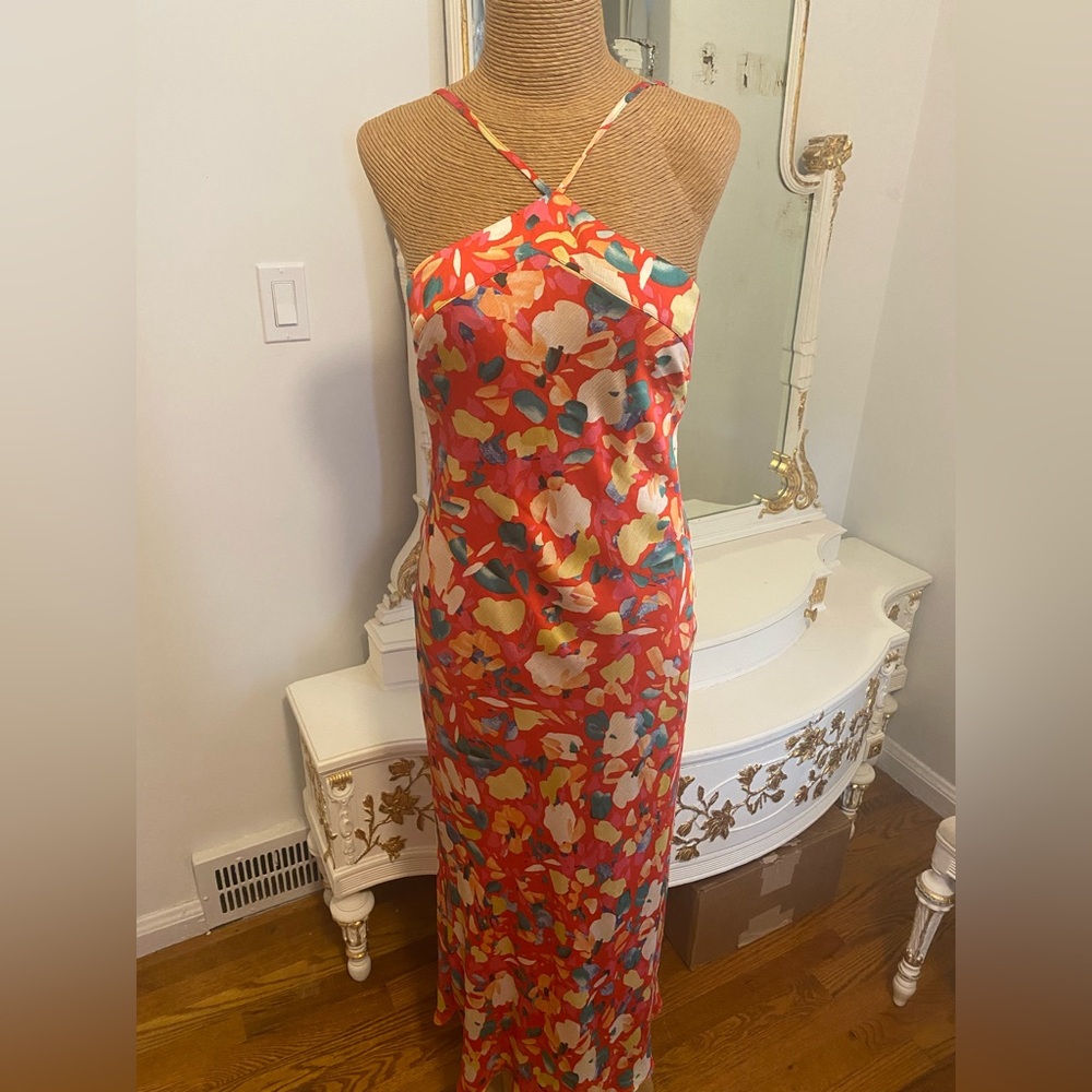 BCBGeneration Strapless Red Floral Dress